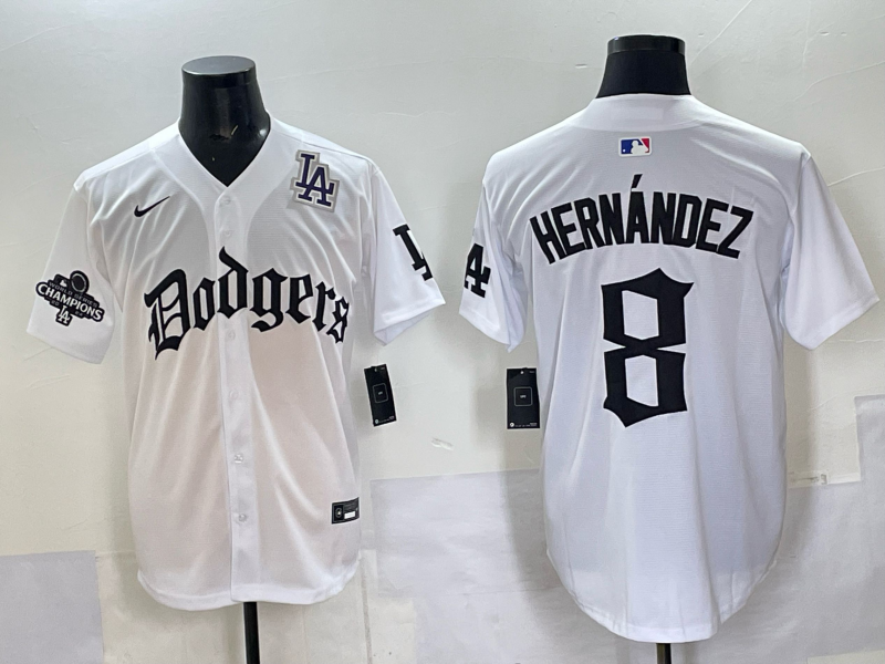 Men Los Angeles Dodgers #8 Hernandez white Nike 2025 MLB jersey 0011->los angeles dodgers->MLB Jersey